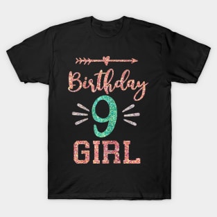 Birthday 9 Girl Cute Birthday 9th Birthday Party T-Shirt